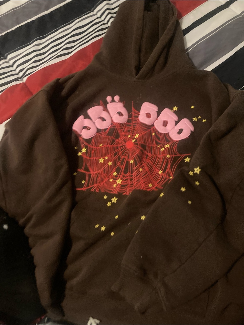 Brown pink sp5der hoodie 555 555
